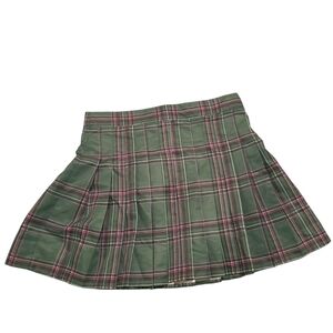 Love Fire Green Skater Mini Skirt Pleated Casual Large Schoolgirl Costume